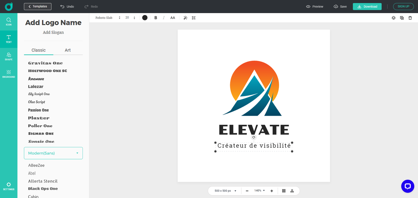 DesignEvo - Interface